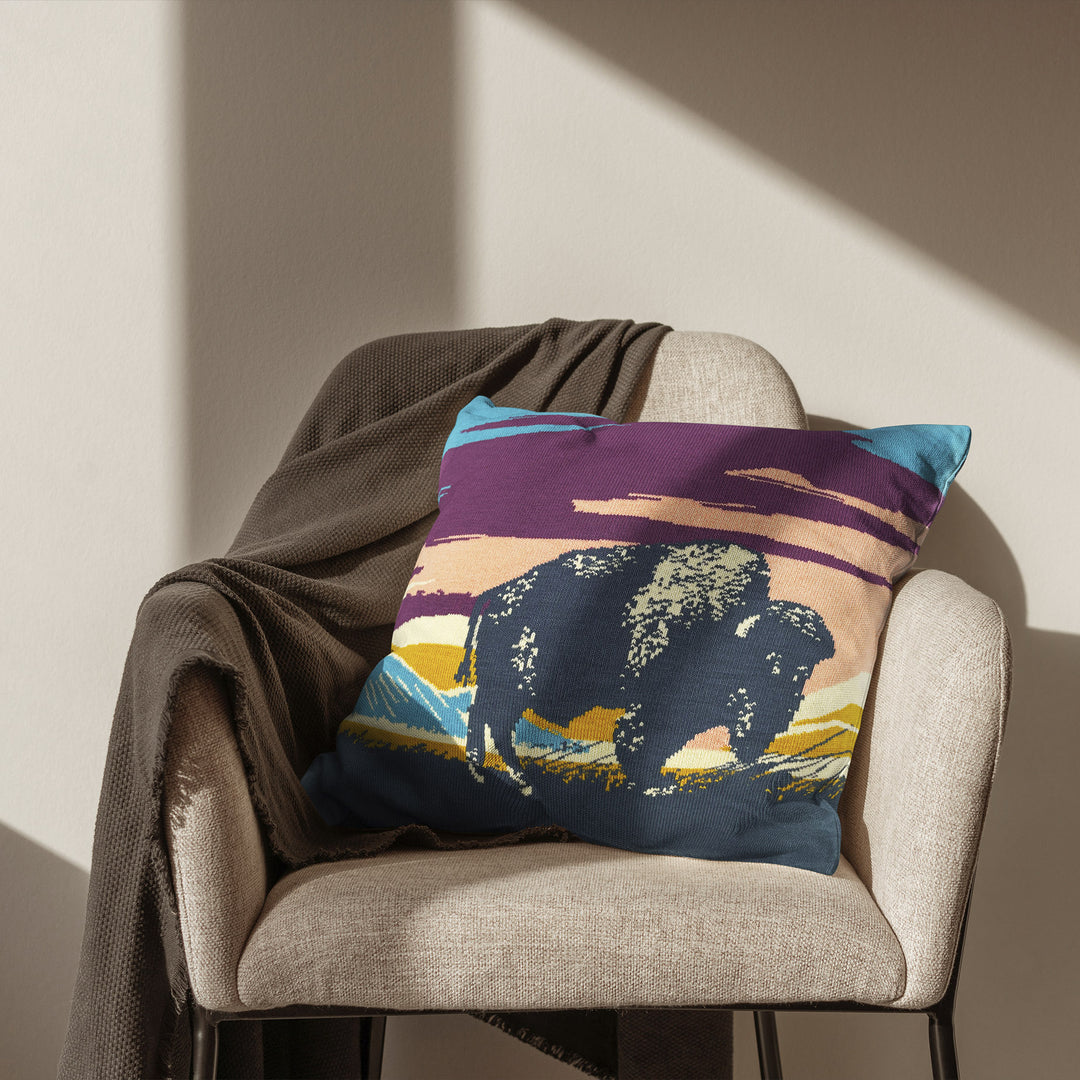 Bull of the Peaks Pillow Cover